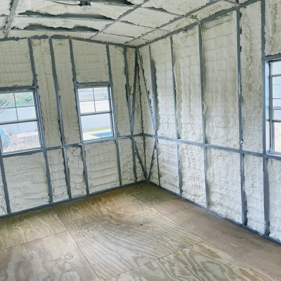 Closed-cell spray foam insulation applied to wall cavities in a residential project in Diamond Bar